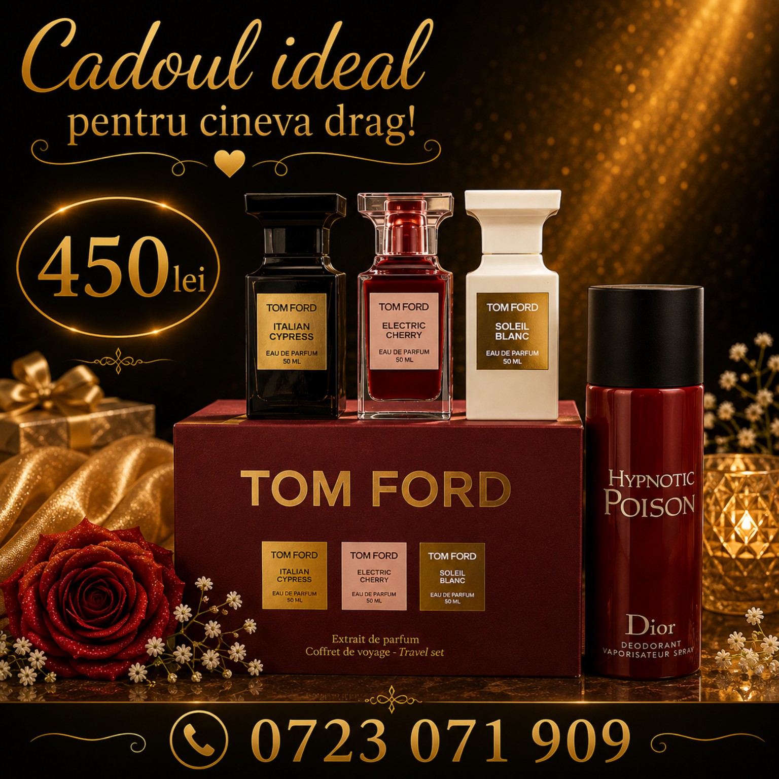 SET CADOU TOM FORD – 3 PARFUMURI + DEODORANT DIOR